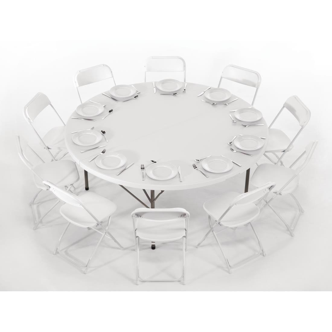 Bolero Round Centre Folding Table 6ft White - HC270