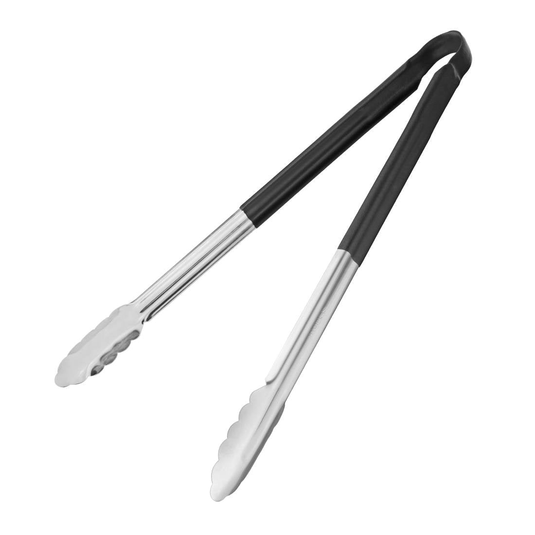 Hygiplas Colour Coded Black Serving Tongs 405mm - HC848