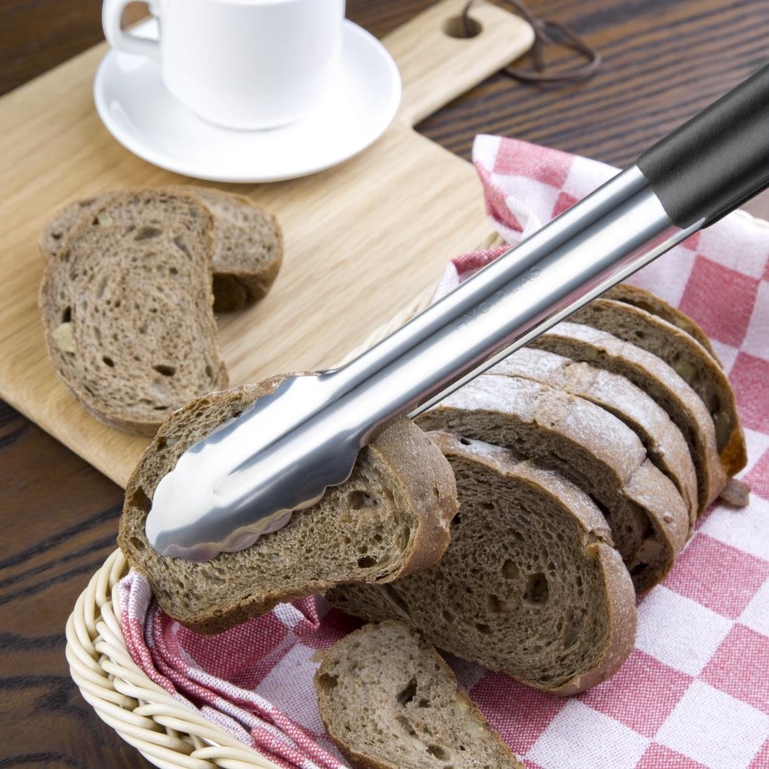 Hygiplas Colour Coded Black Serving Tongs 405mm - HC848