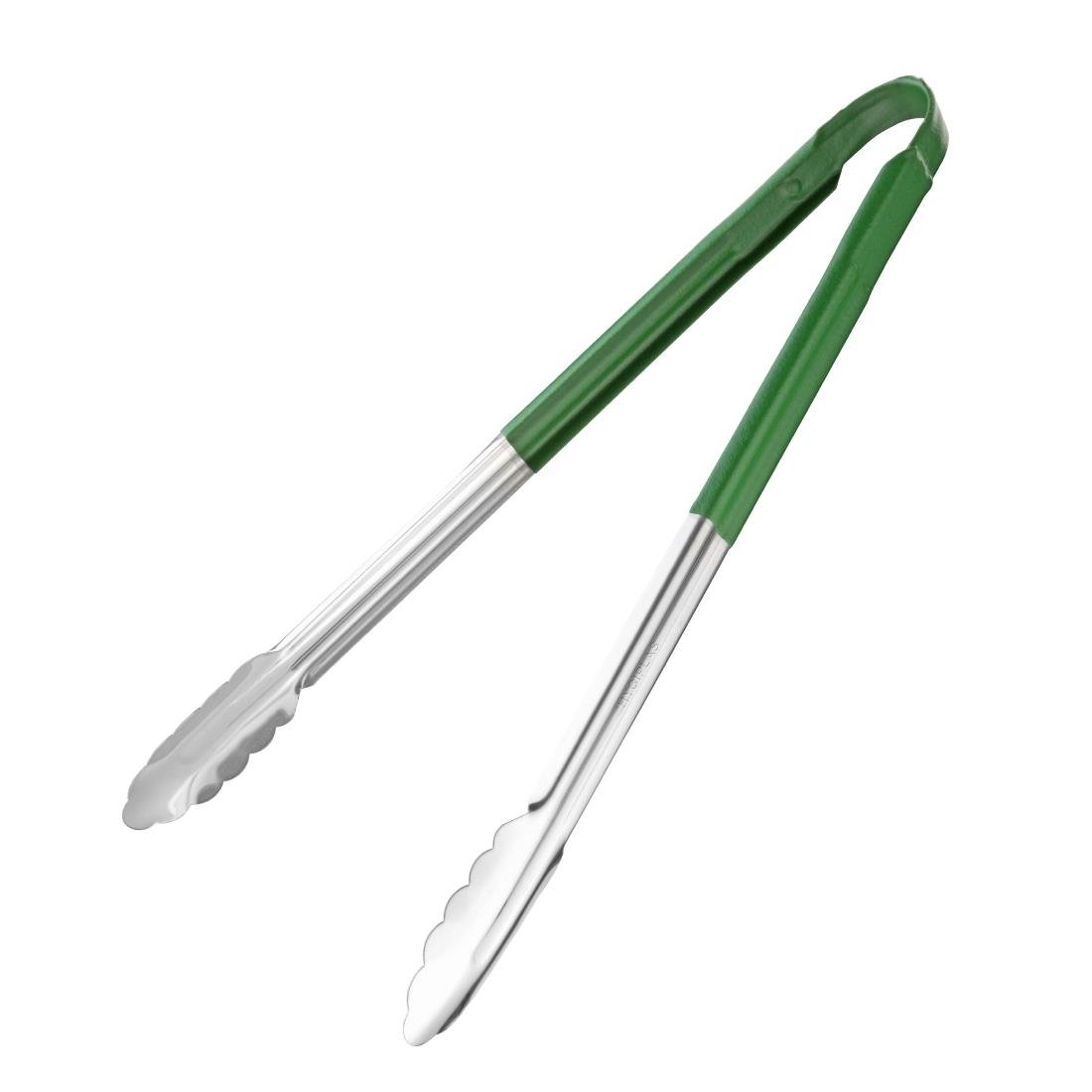 Hygiplas Colour Coded Serving Tong Green 405mm - HC851