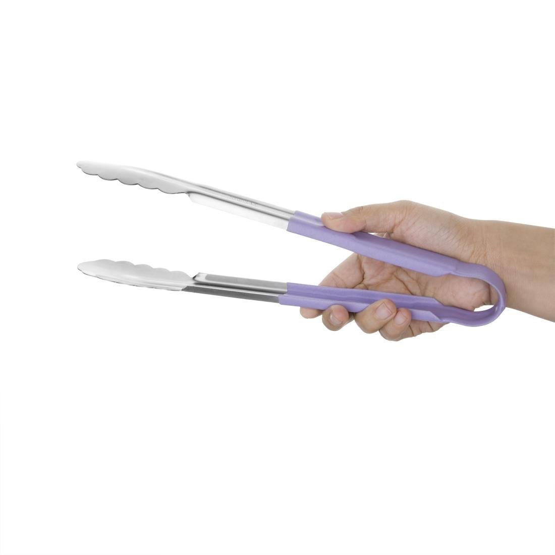 Hygiplas Colour Coded Purple Serving Tongs 300mm - HC852