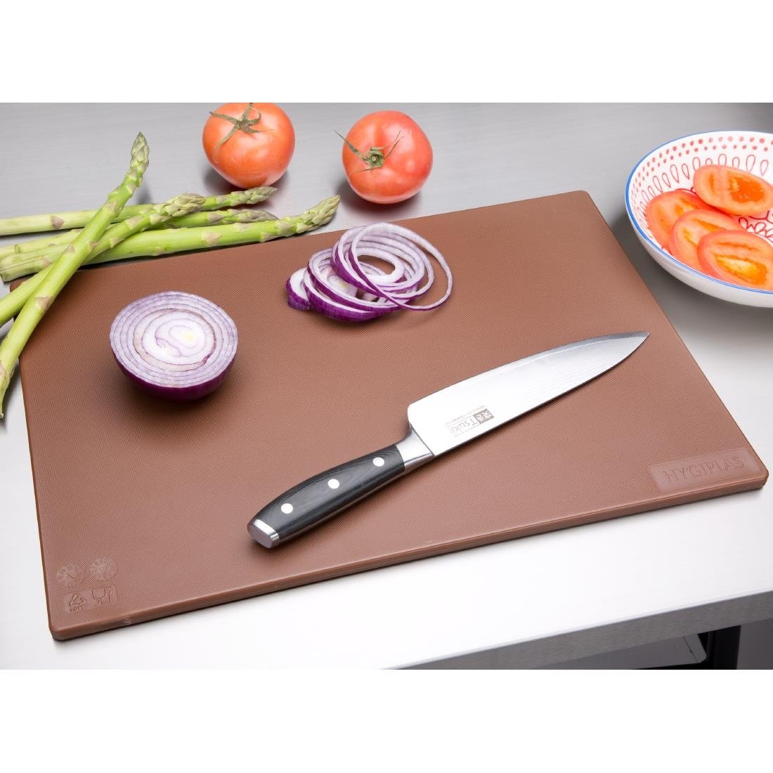 Hygiplas Antibacterial Low Density Chopping Board Brown - 450x300x10mm - HC857