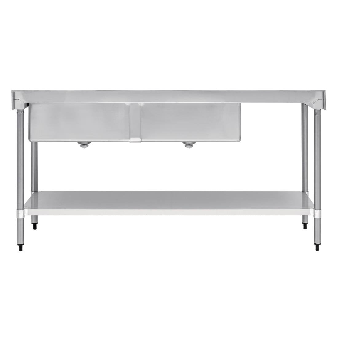 Vogue Double Bowl Sink L/H Drainer - 1800mm 90mm Drain - HC908