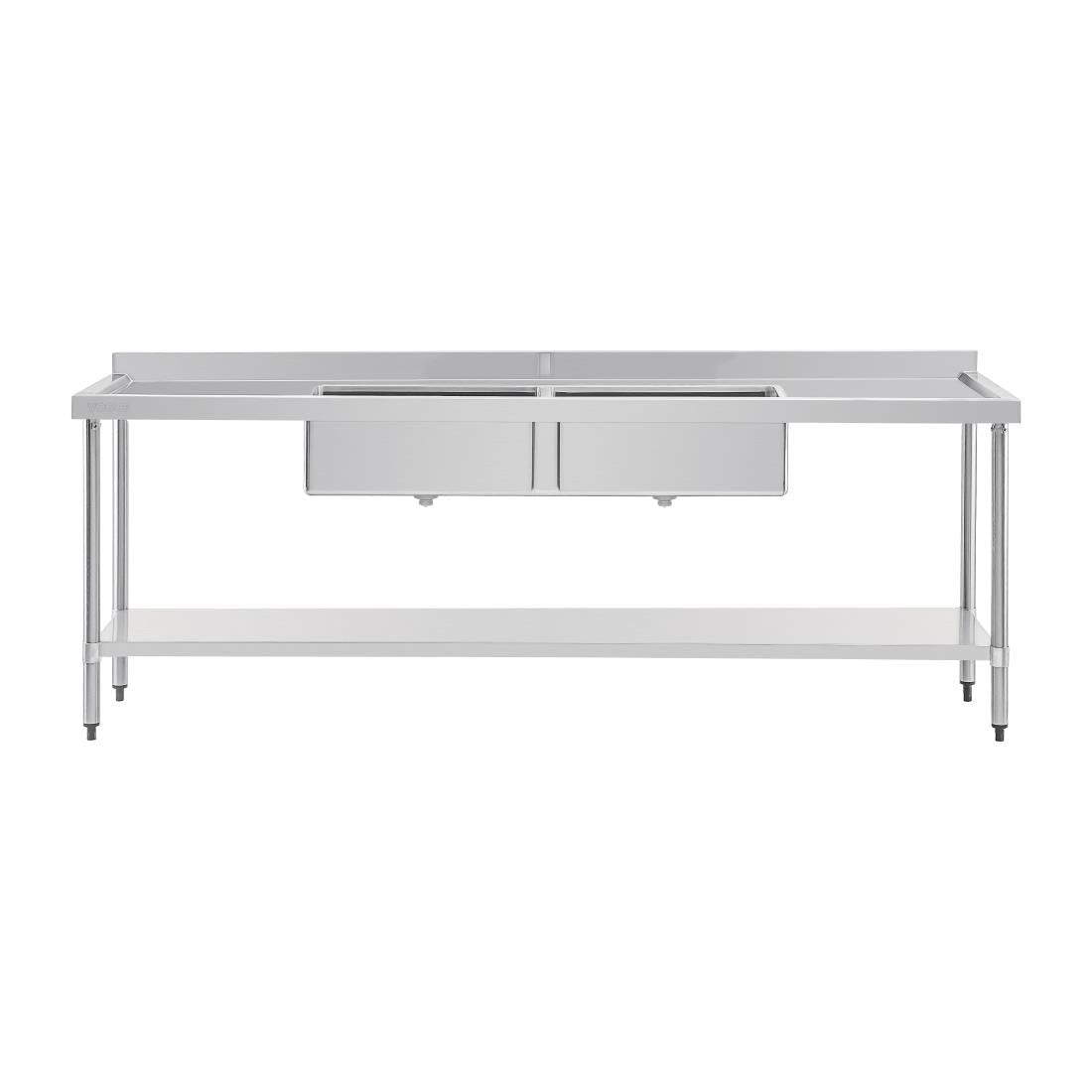 Vogue Double Bowl Sink Double Drainer - 2400mm 90mm Drain - HC909