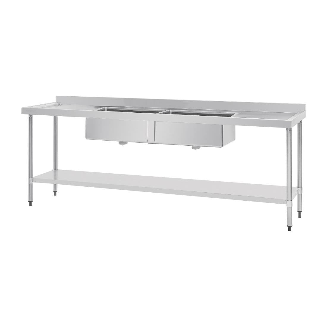 Vogue Double Bowl Sink Double Drainer - 2400mm 90mm Drain - HC909