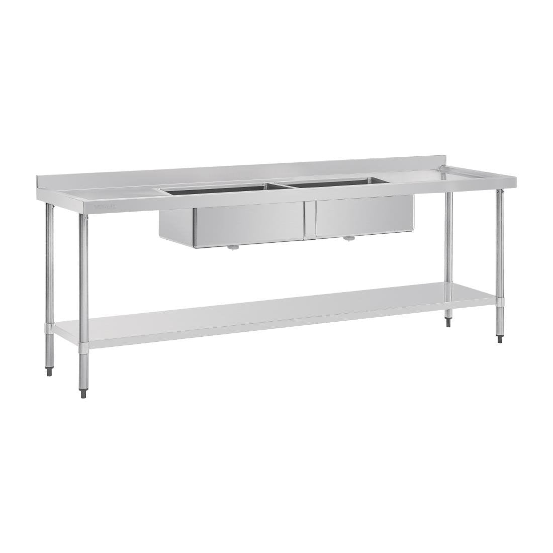 Vogue Double Bowl Sink Double Drainer - 2400mm 90mm Drain - HC909