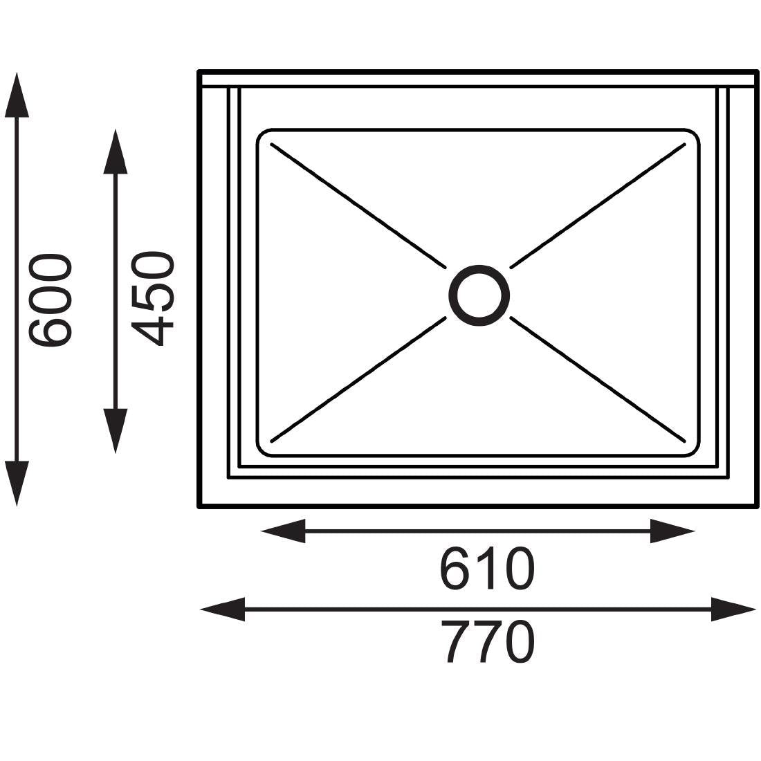 Vogue St/St Deep Pot Sink - 770mm (w) x 600mm (d) 90mm Drain - HC910