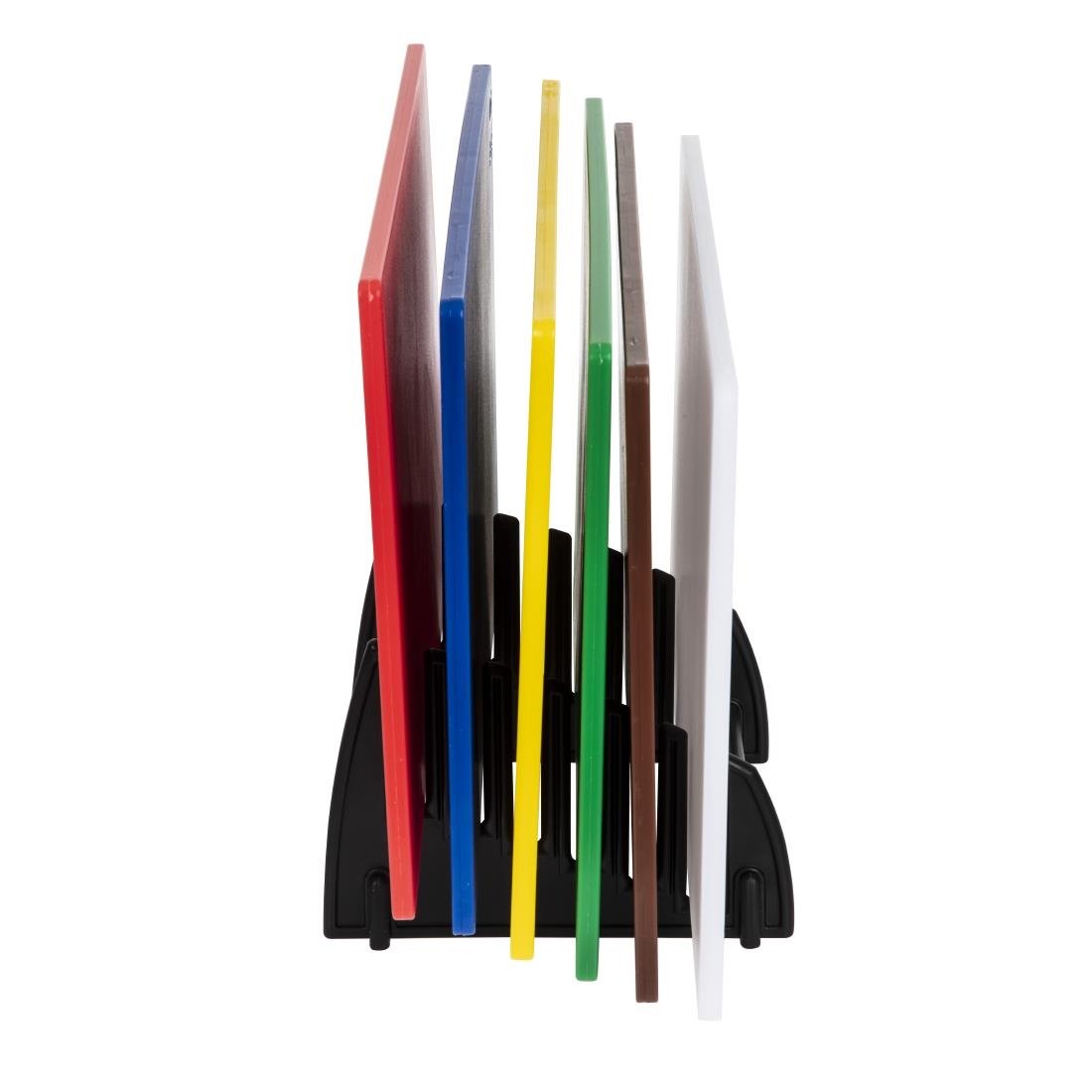 Hygiplas Standard Low Density Set of 6 Chopping Boards with Rack - 10x300x450mm - FY329