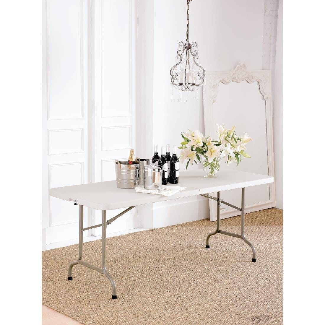 Bolero Centre Folding Utility Table 6ft White - L001