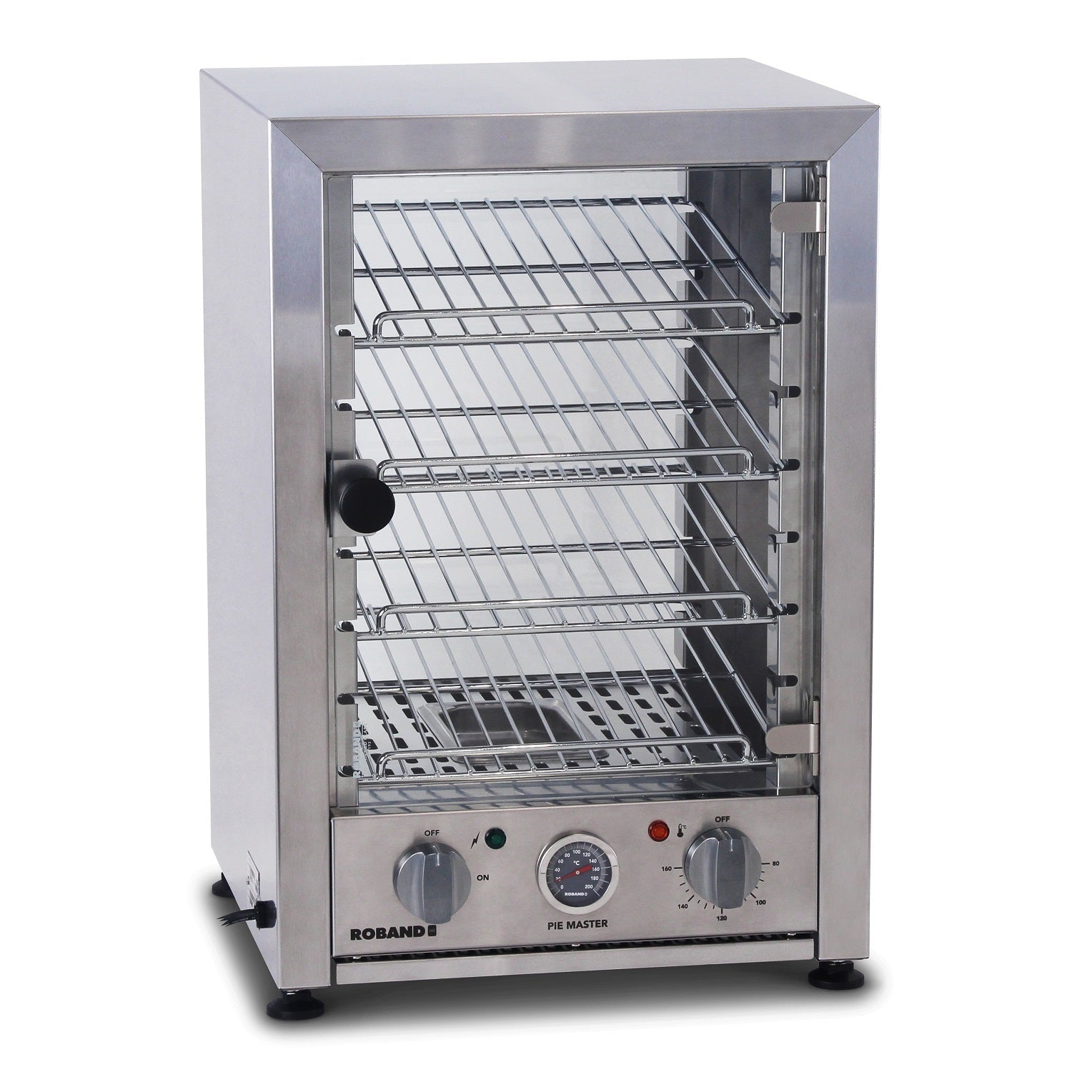 Roband Pie and Food Warmer Hinged Glass Door with Internal Light - 25 Pies - PM25L