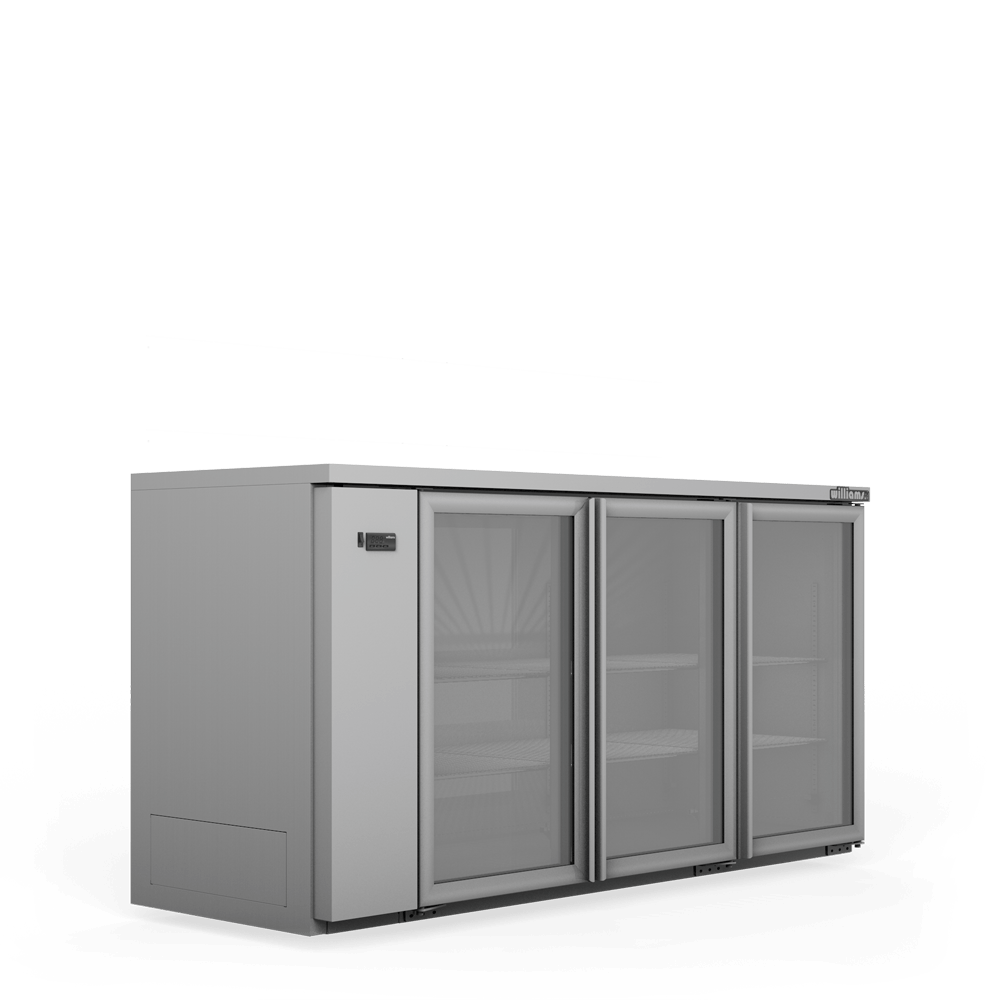 Williams Cameo - Three Door Stainless Steel Remote Back Bar Counter Display Refrigerator HC3RGS