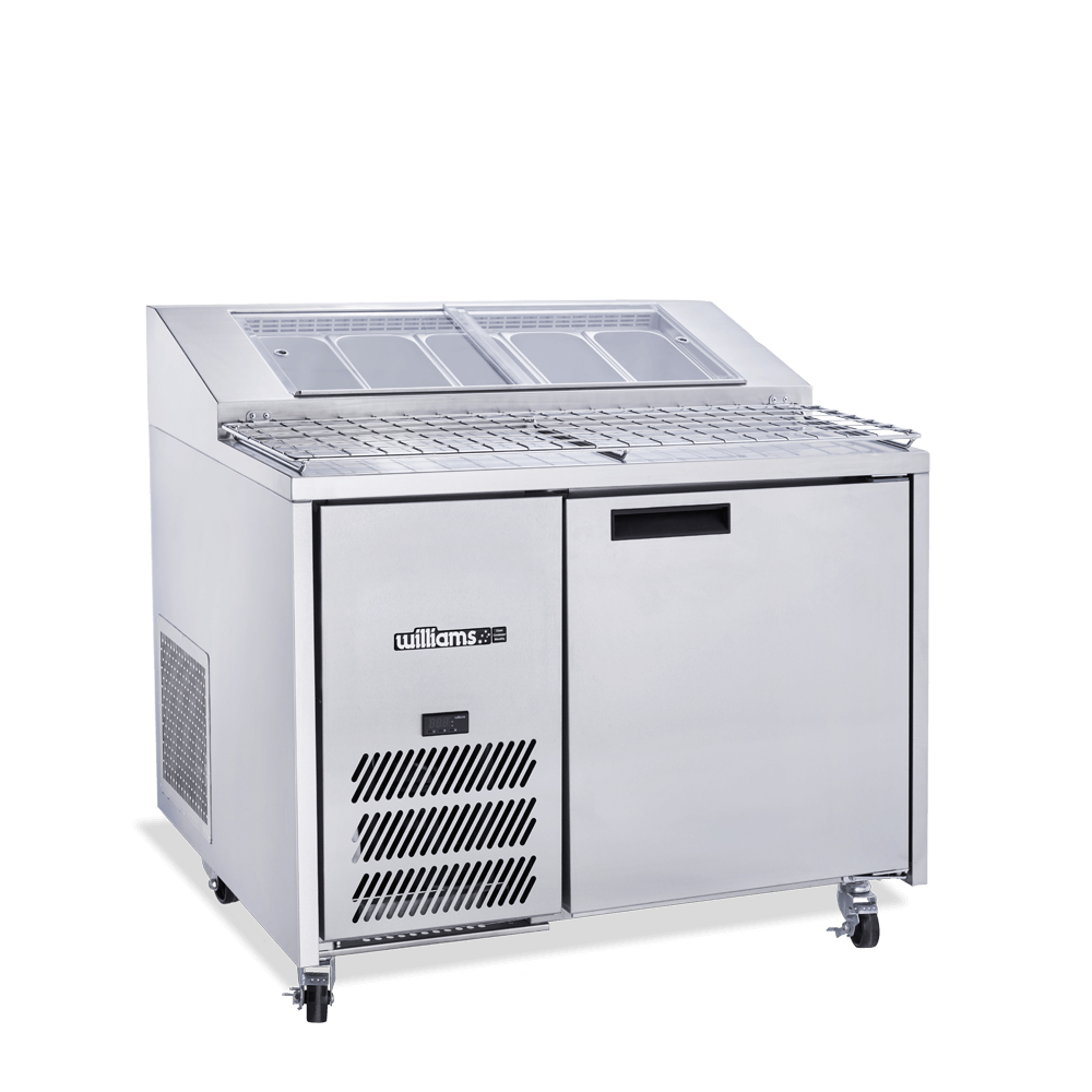 Williams Jade Pizza - One Door Stainless Steel Pizza Prep Counter Refrigerator With Blown Air Well HJ1PCBASS