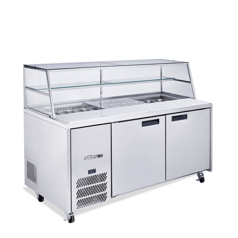 Williams Jade Sandwich - Two Door Stainless Steel Prep Counter Refrigerator With Blown Air Well HJ2SCBASS