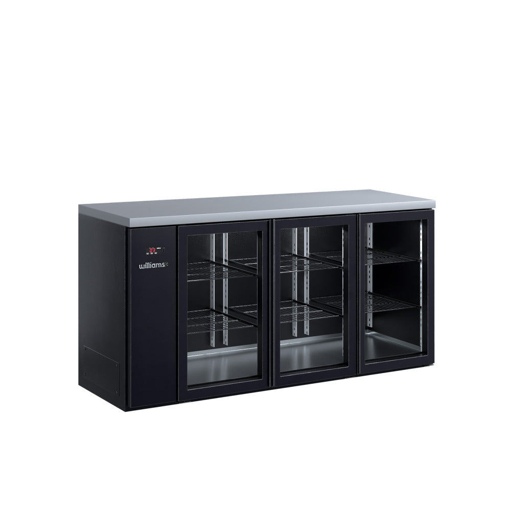 Williams Cameo - Three Door Black Colorbond Remote Back Bar Counter Display Refrigerator HC3RGB