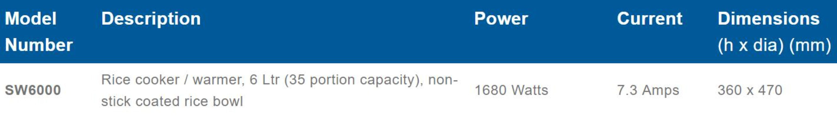 Robalec Rice Cooker & Warmer - SW6000