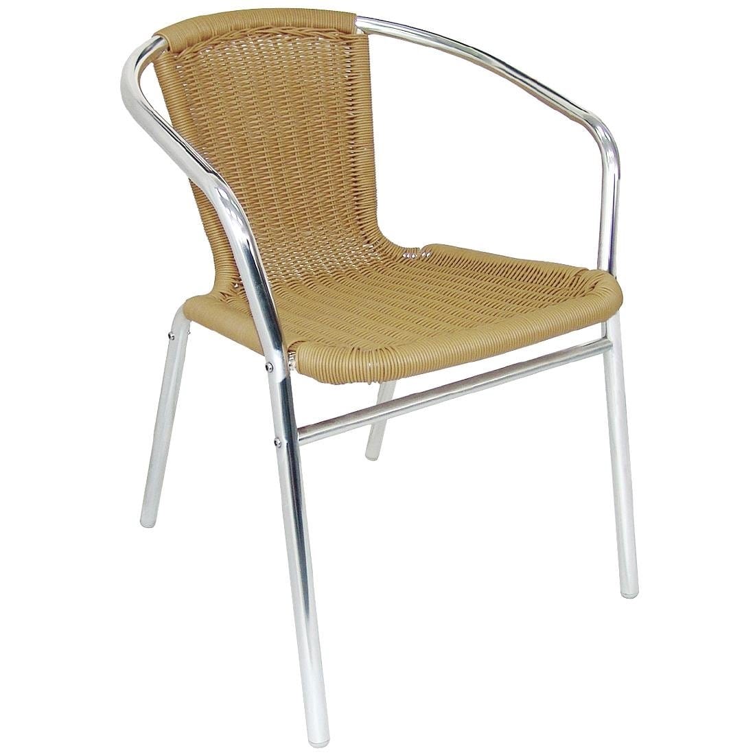 Bolero Natural Wicker Chair with Aluminium Frame (Pack 4) - U422