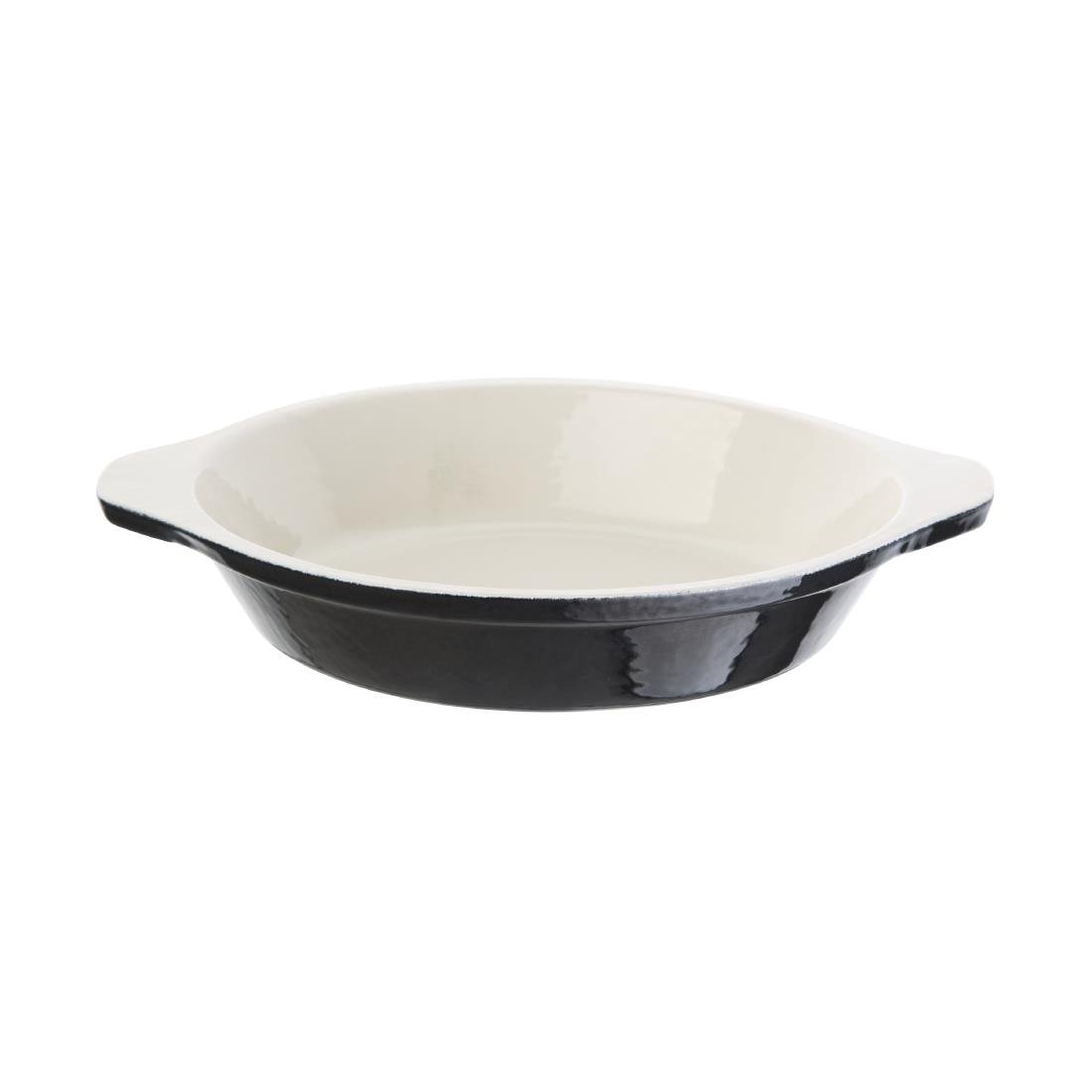 Vogue Black Round Cast Iron Gratin Dish 750ml - U562