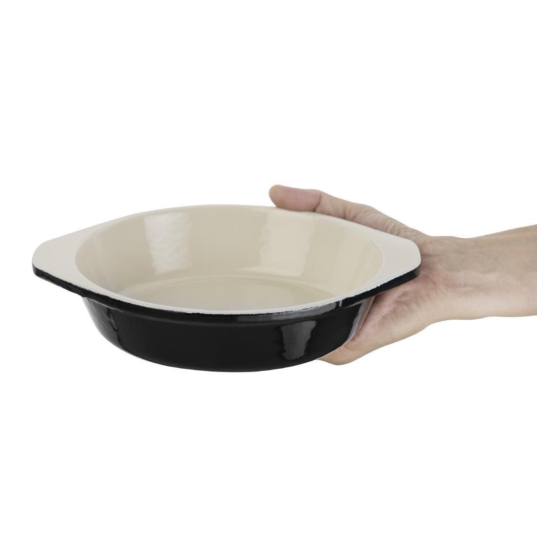 Vogue Black Round Cast Iron Gratin Dish 750ml - U562