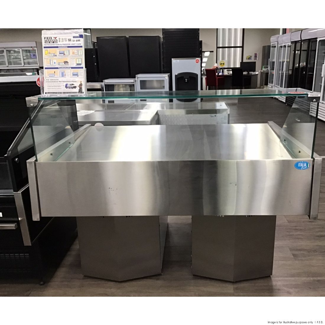 CLEARANCE - Multiplexable Serve-over Refrigerated Fish Open Display 1540mm - FSG1500-VIC975