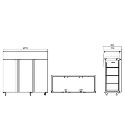 Snow Village Stainless Steel Triple Door Fridge GNR2090L3