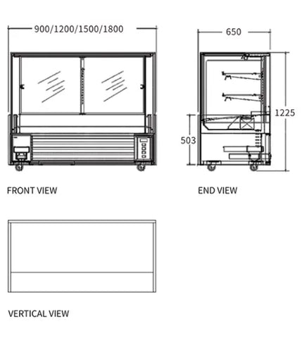 Snow Village Square Glass Chilled Food Display DG-1500FZH