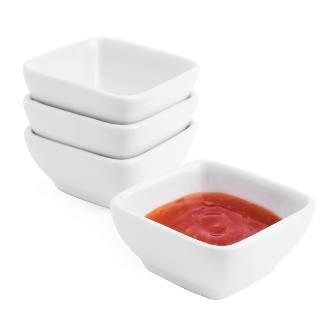 Olympia Whiteware Miniature Rounded Square Dishes 60mm (12 Pack) - Y137