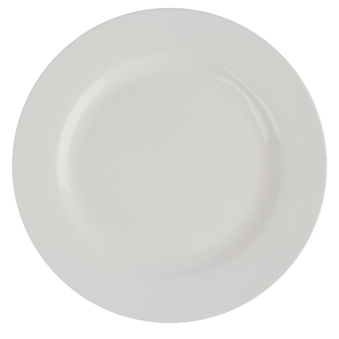Olympia Lumina Wide Rim Round Plates White 200mm (6 Pack) - CD623