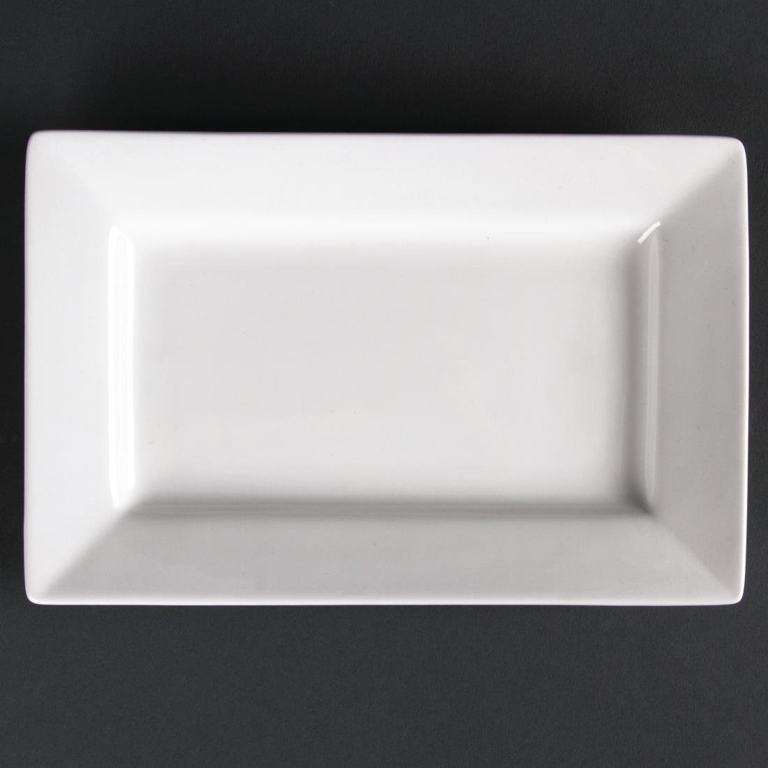 Olympia Lumina Wide Rim Rectangular Plates White 200x 130mm (6 Pack) - CD629