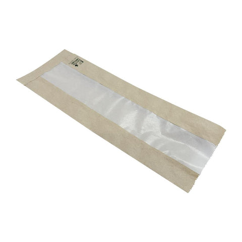 Fiesta Compostable Baguette Bags with Glassine Window 300x100x60mm (Pack 1000) - HY775