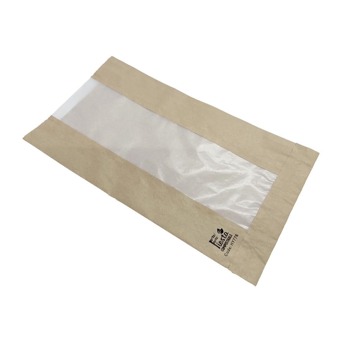 Fiesta Compostable Bread Bags with Glassine Window 320x180x40mm (Pack 1000) - HY776