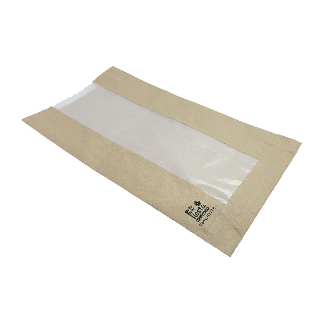 Fiesta Compostable Bread Bags with Glassine Window 266x215x88mm (Pack 1000) - HY777