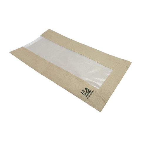 Fiesta Compostable Bread Bags with Glassine Window 266x215x88mm (Pack 1000) - HY777