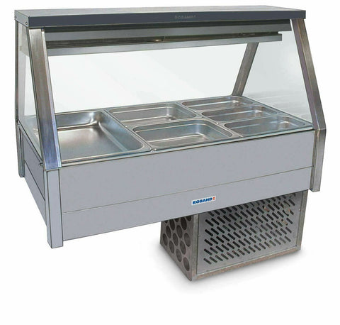 Roband Straight Glass Refrigerated Display Bar, 6 pans with Both-Side Roller Door