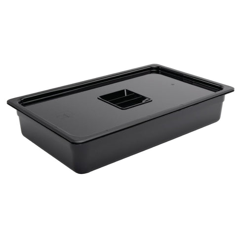 Vogue Black Polycarbonate 1/1 Gastronorm Tray 100mm - U455
