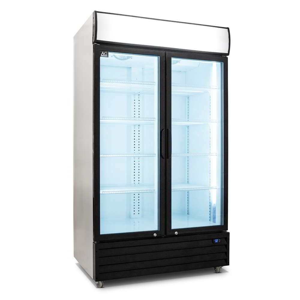 AG Equipment 515L Upright Glass Door Display/Drinks Fridge - White with Light Box CU800TNG