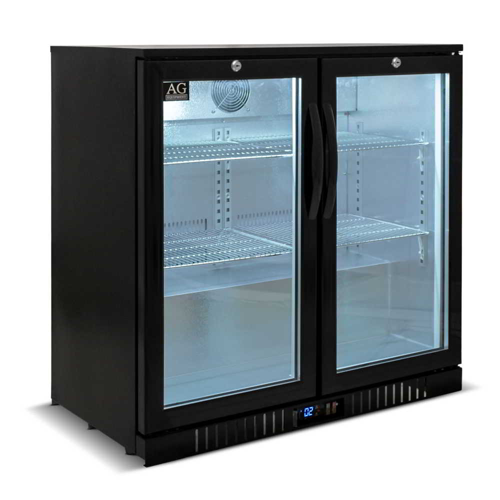 AG Equipment Twin Door Bar Fridge - Black Body & Doors BEER2