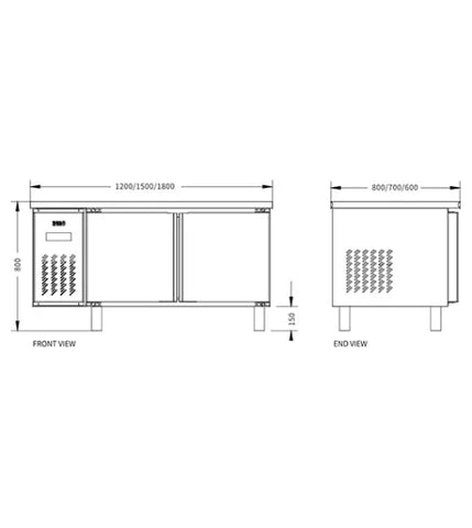 Snow Village Stainless Steel Double Door Workbench Fridge PLR-18N2(HB) 700MM