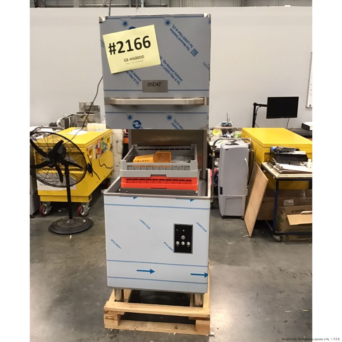 CLEARANCE - Asber Tech Line Pass-through Hood Type Dishwasher - GE-H500DD-NSW2166