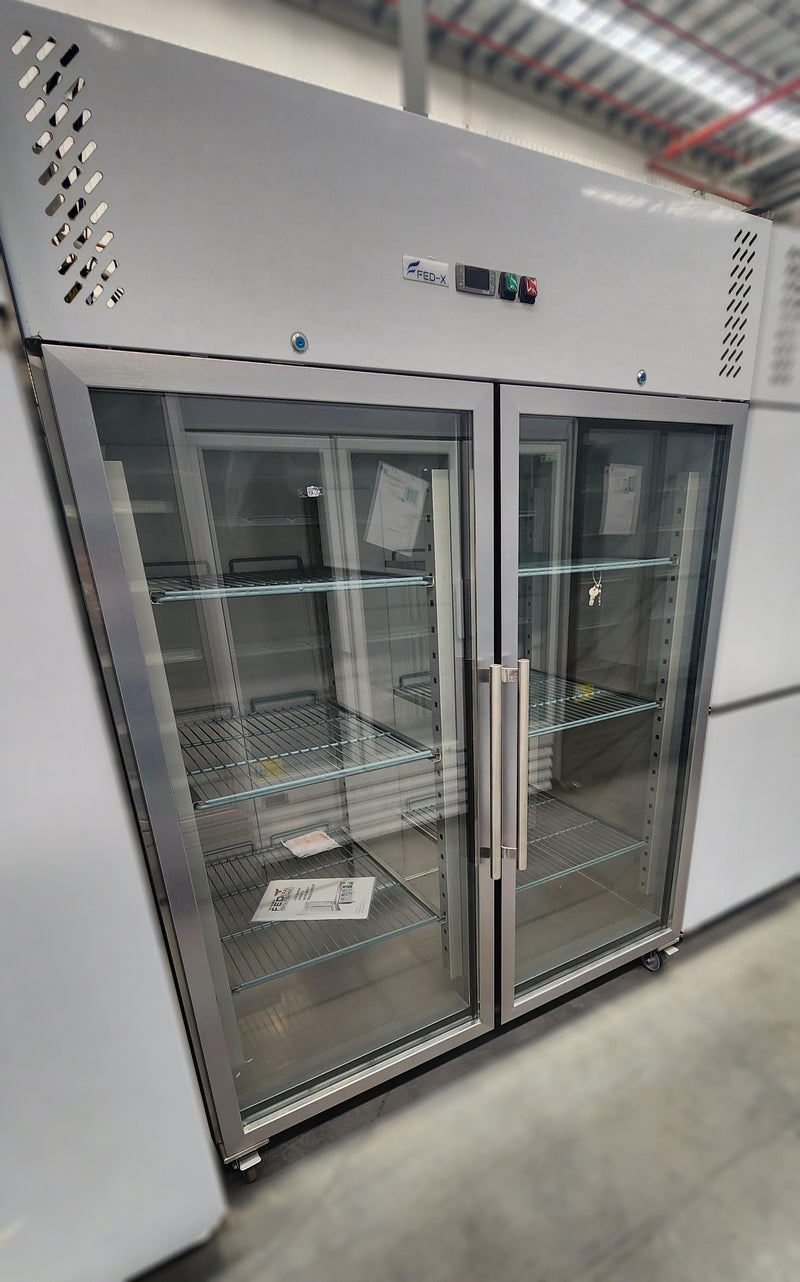 FED-X S/S Two Full Glass Door Upright Fridge XURC1200G2V