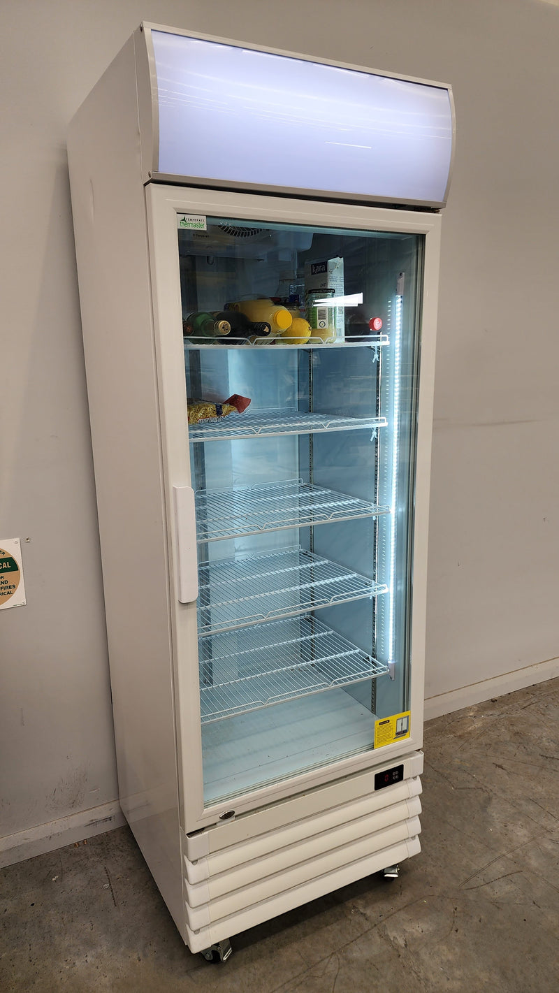 Thermaster 540L Single Glass Door Colourbond Upright Drink Fridge White LG-540P