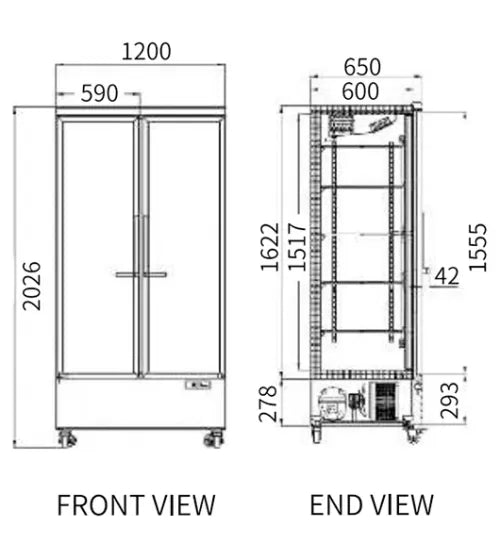 Snow Village Double Glass Door Display Fridge LC-1200FX