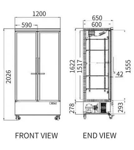 Snow Village Double Glass Door Display Fridge LC-1200FX