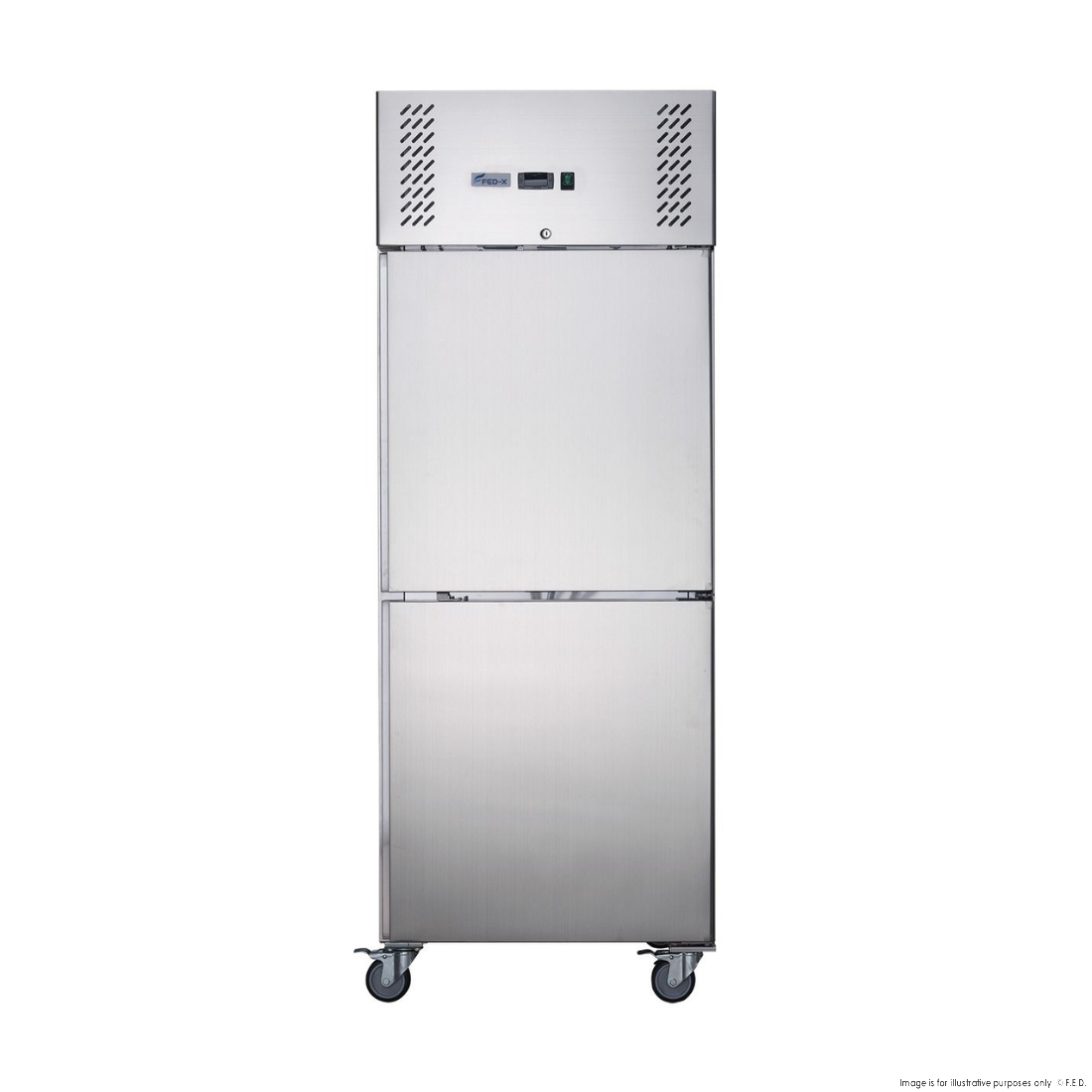 CLEARANCE - FED-X S/S Two half Door Upright Freezer - XURF600S1V-QLD122