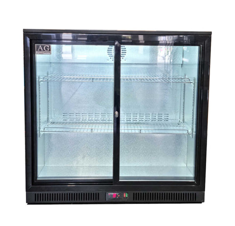 AG Equipment Twin Sliding Door Bar Fridge - Black Body & Doors BEER2-SD