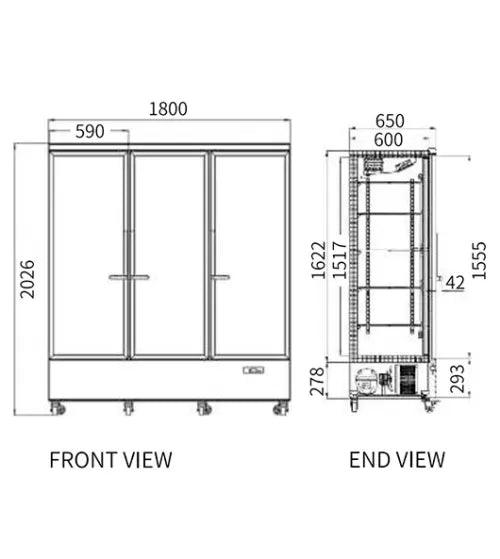 Snow Village Triple Glass Door Display Fridge LC-1800FX