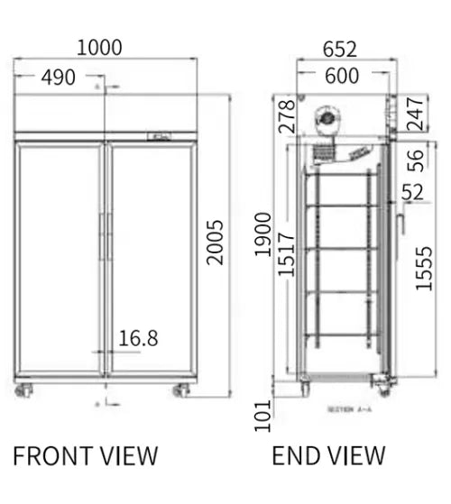Snow Village Double Glass Door Upright Display Fridge LC-1000FS