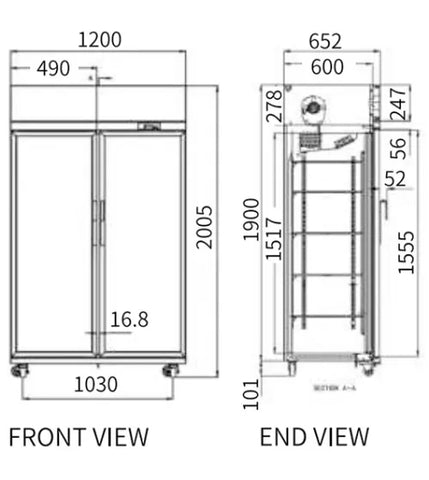 Snow Village Double Glass Door Upright Display Fridge LC-1200FS
