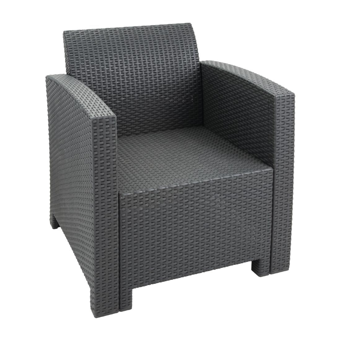 Bolero PP Armchair and Table Wicker Set Grey - DR309