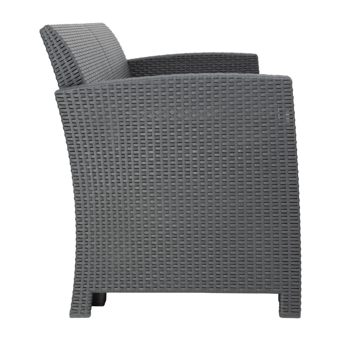 Bolero PP Armchair and Table Wicker Set Grey - DR309