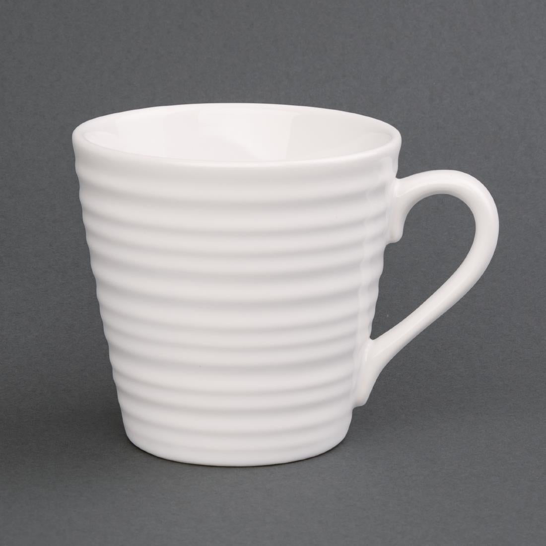 Olympia Cafe Mug White Ripple - 340ml (Box 6) - DH633